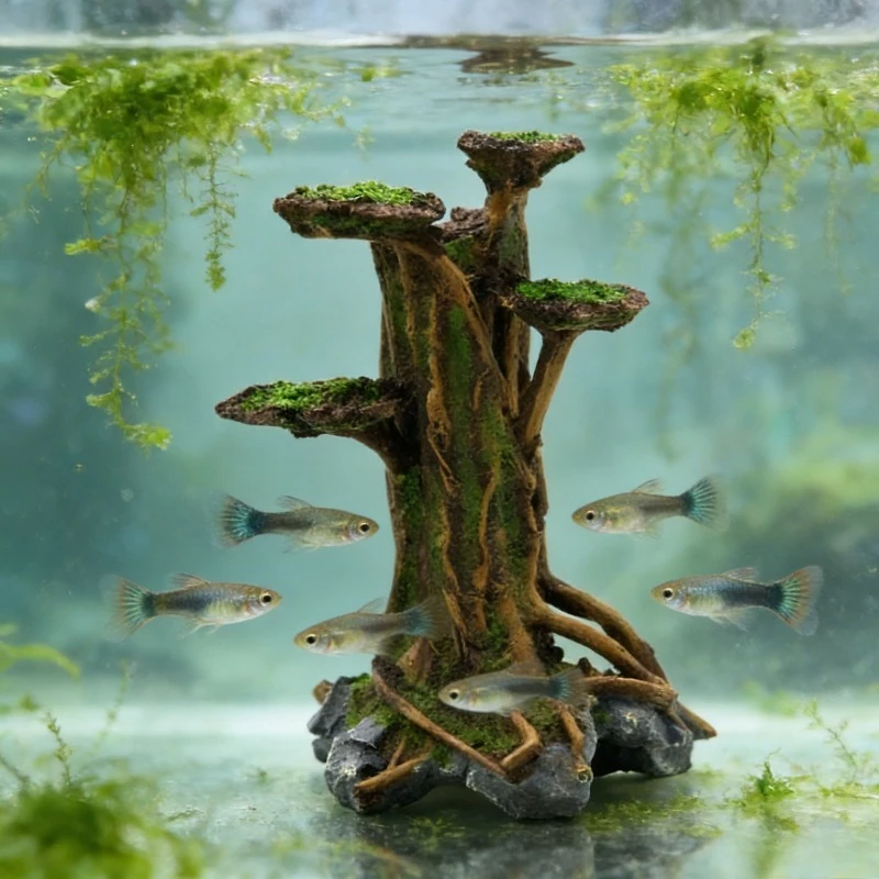 Искусственное моховое дерево-к – обзор и цена Planted Aquarium With Driftwood